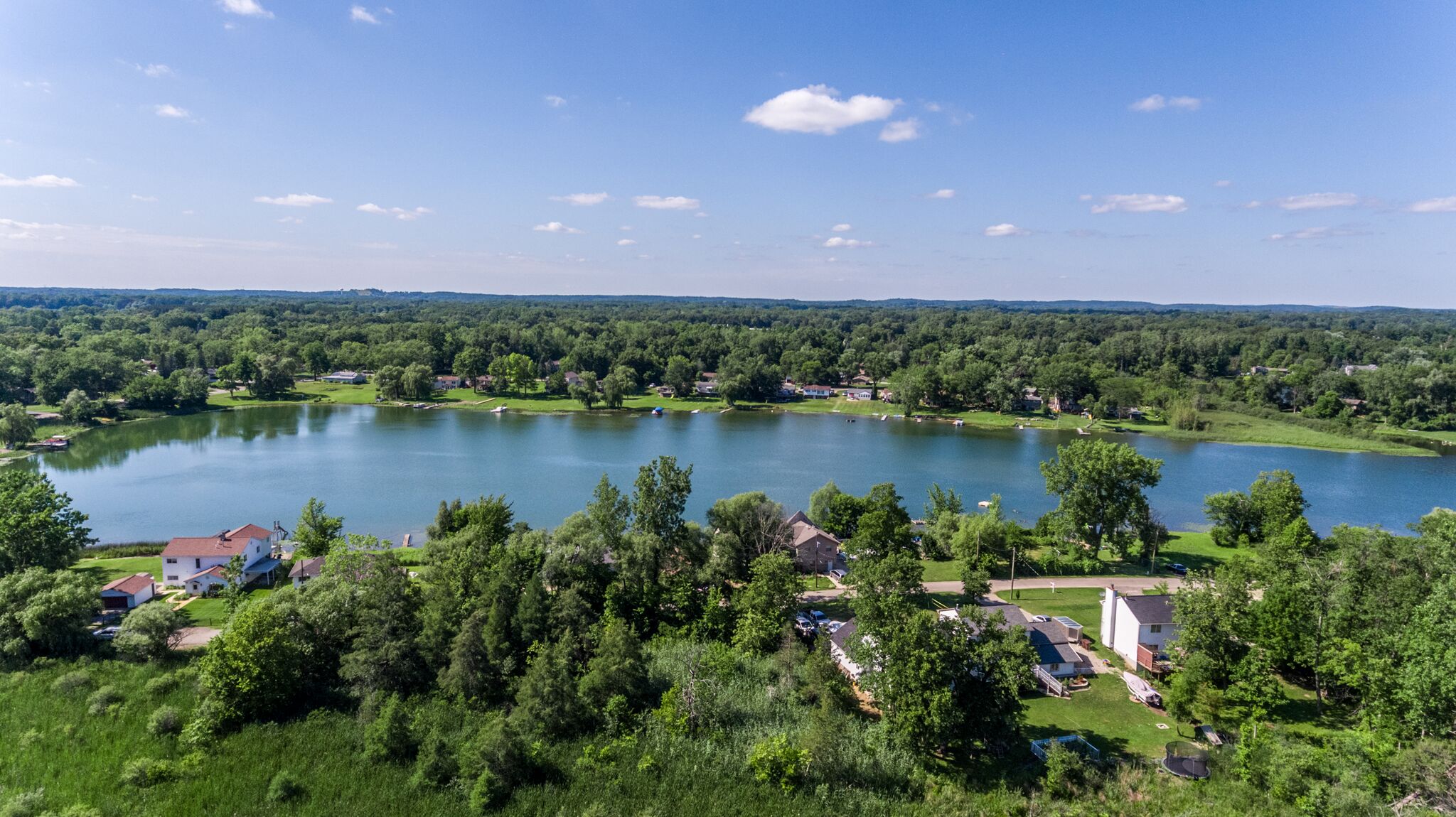 Aerial view of Carroll Lake in Commerce MI