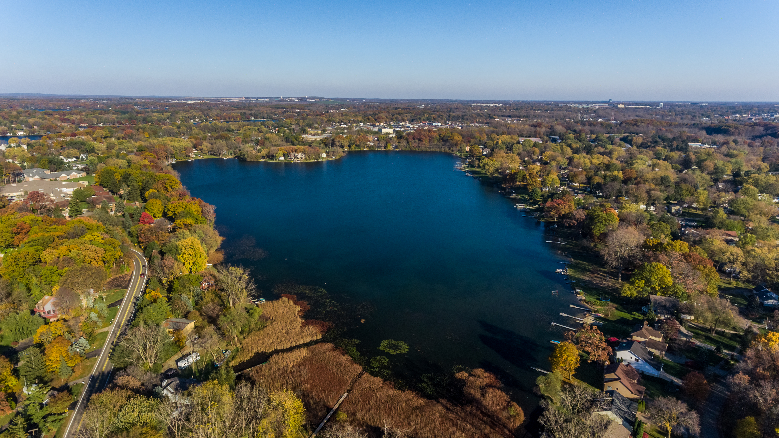 Aerial view of Scott Lake Waterford Michigan