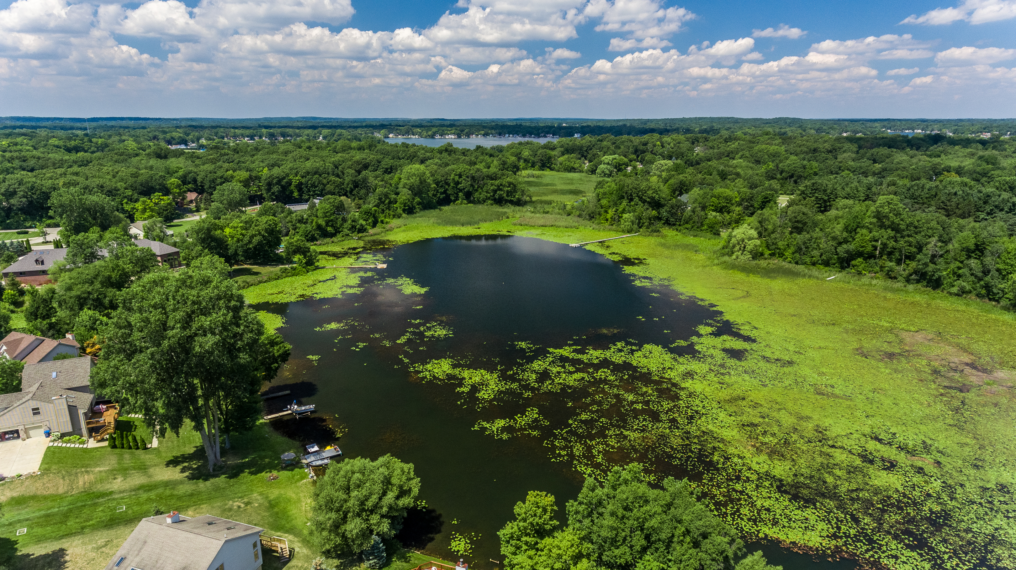 Aerial view of Stison Lake White Lake MI
