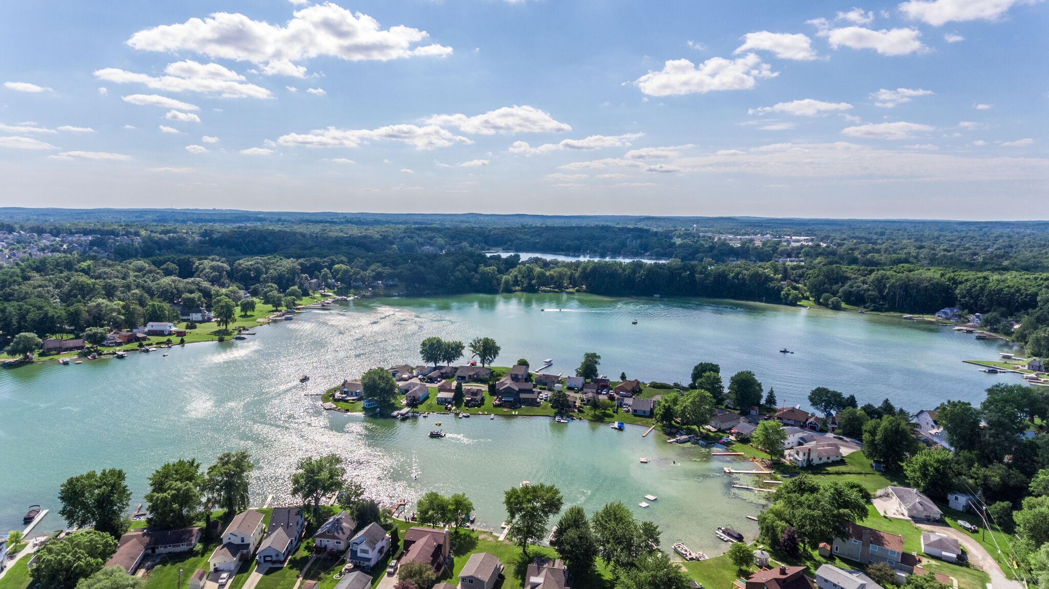 Aerial view of Sugden Lake White Lake MI