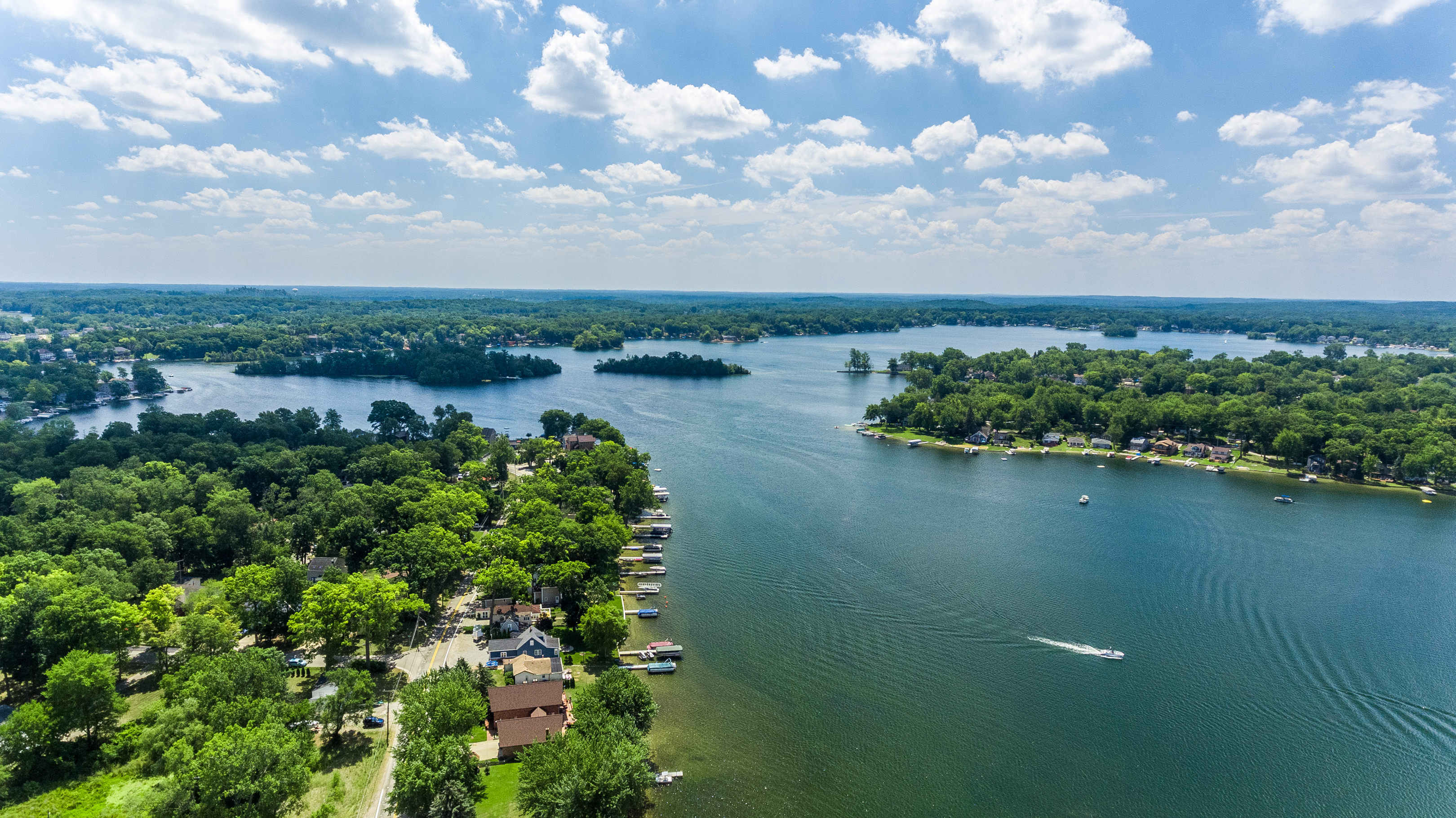 Aerial view of White Lake in White Lake Twp