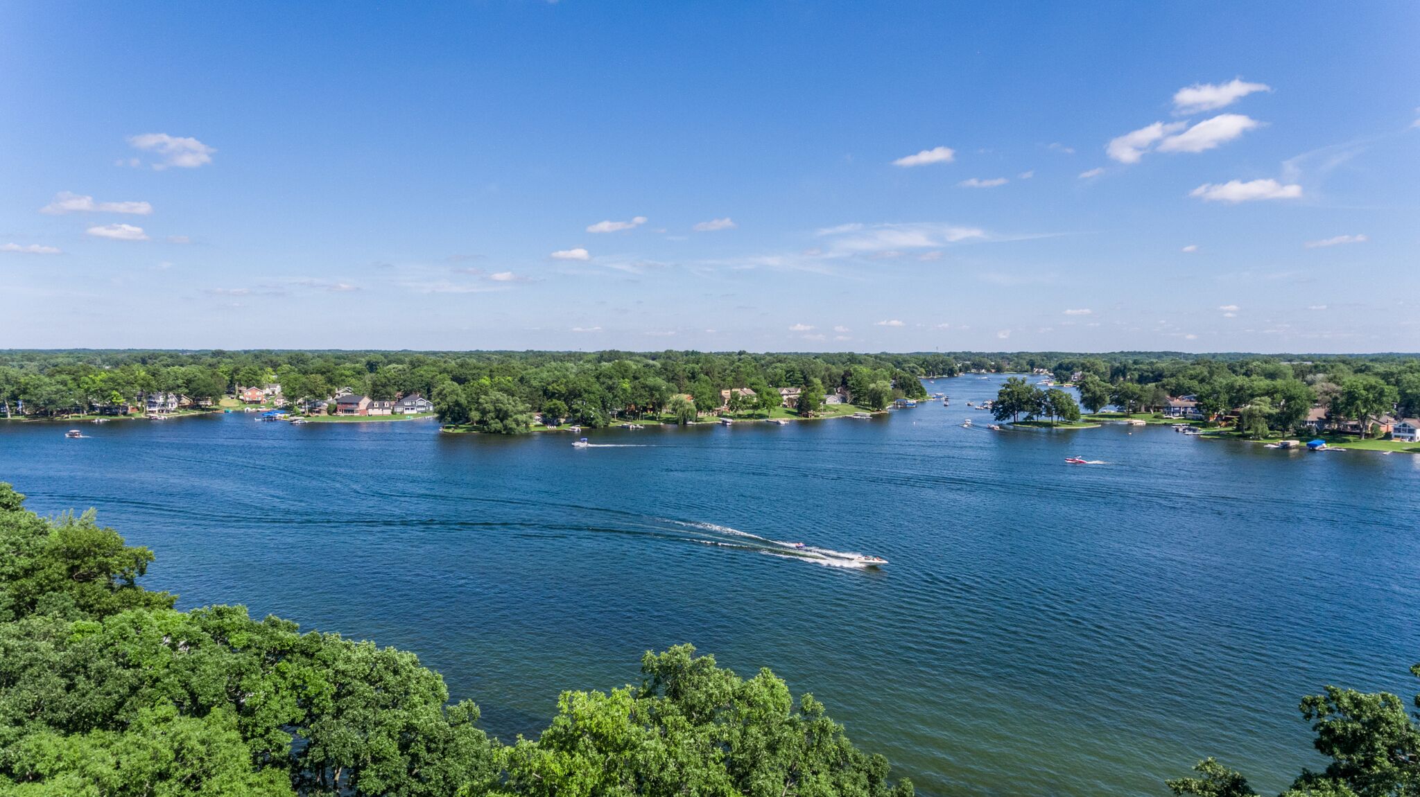 Aerial view of Wolverine Lake in Wolverine Lake Michigan