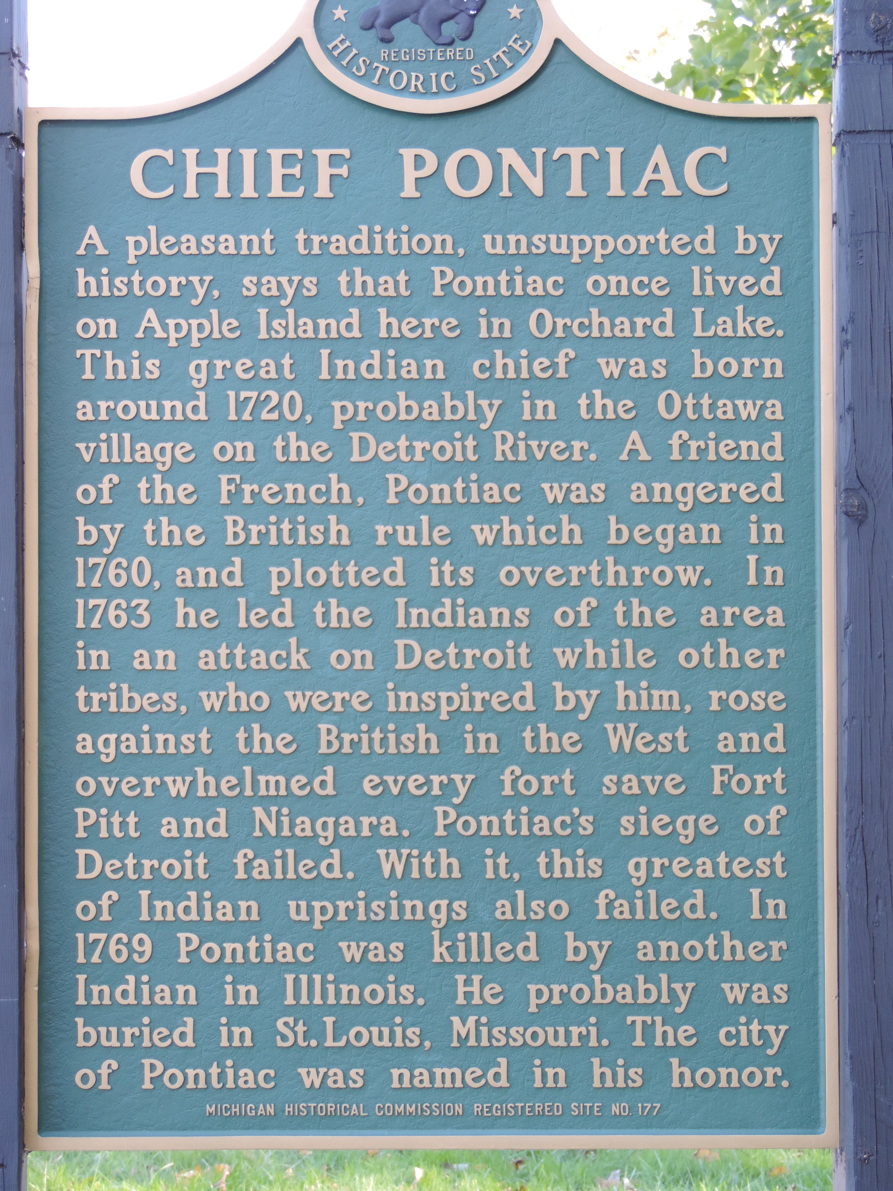 Historical marker on Orchard Lake