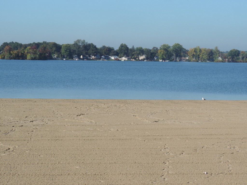 Sandy beach in Pontiac Lake State Park