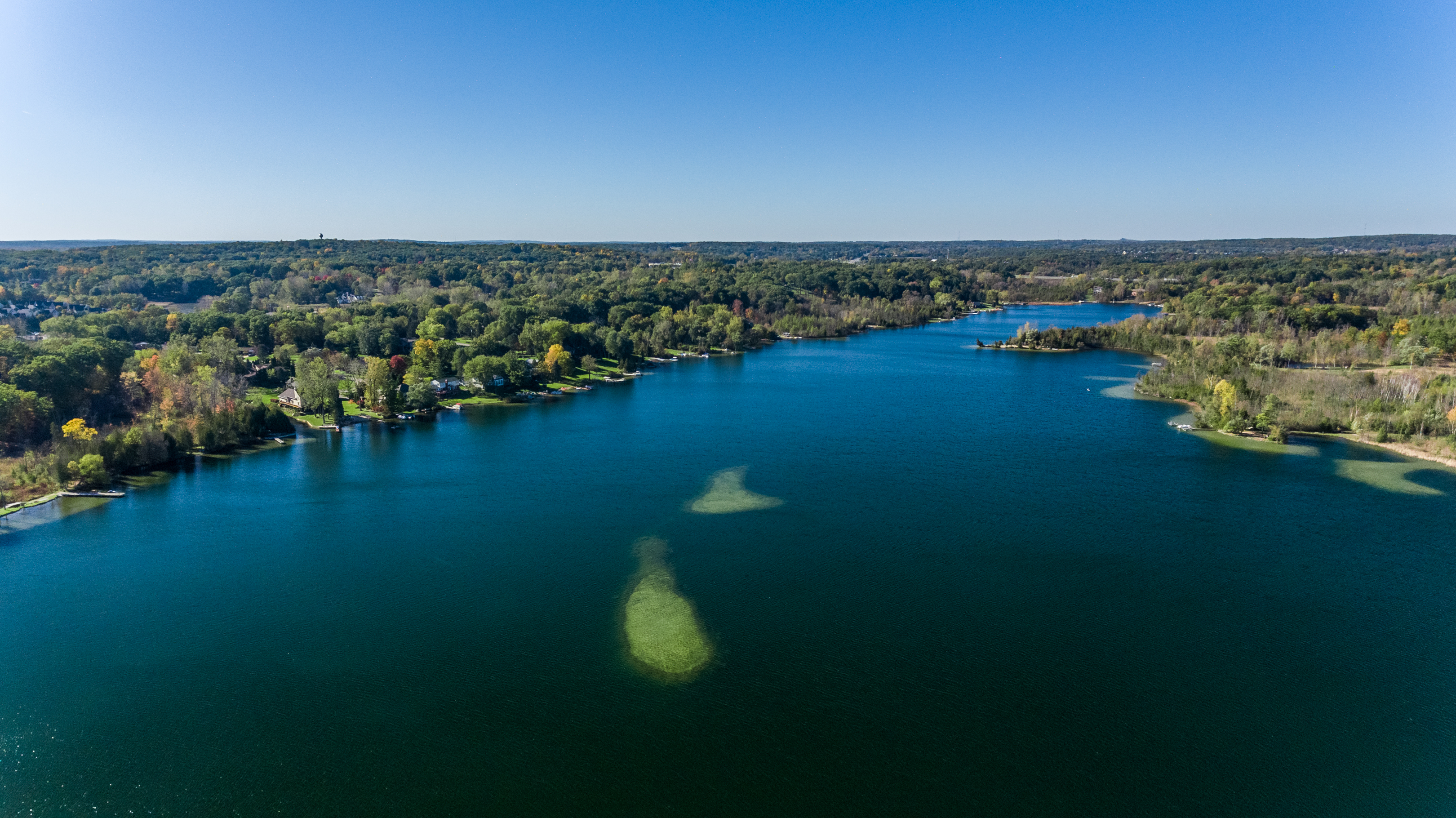 Aerial view of Deer Lake in Clarkston MI
