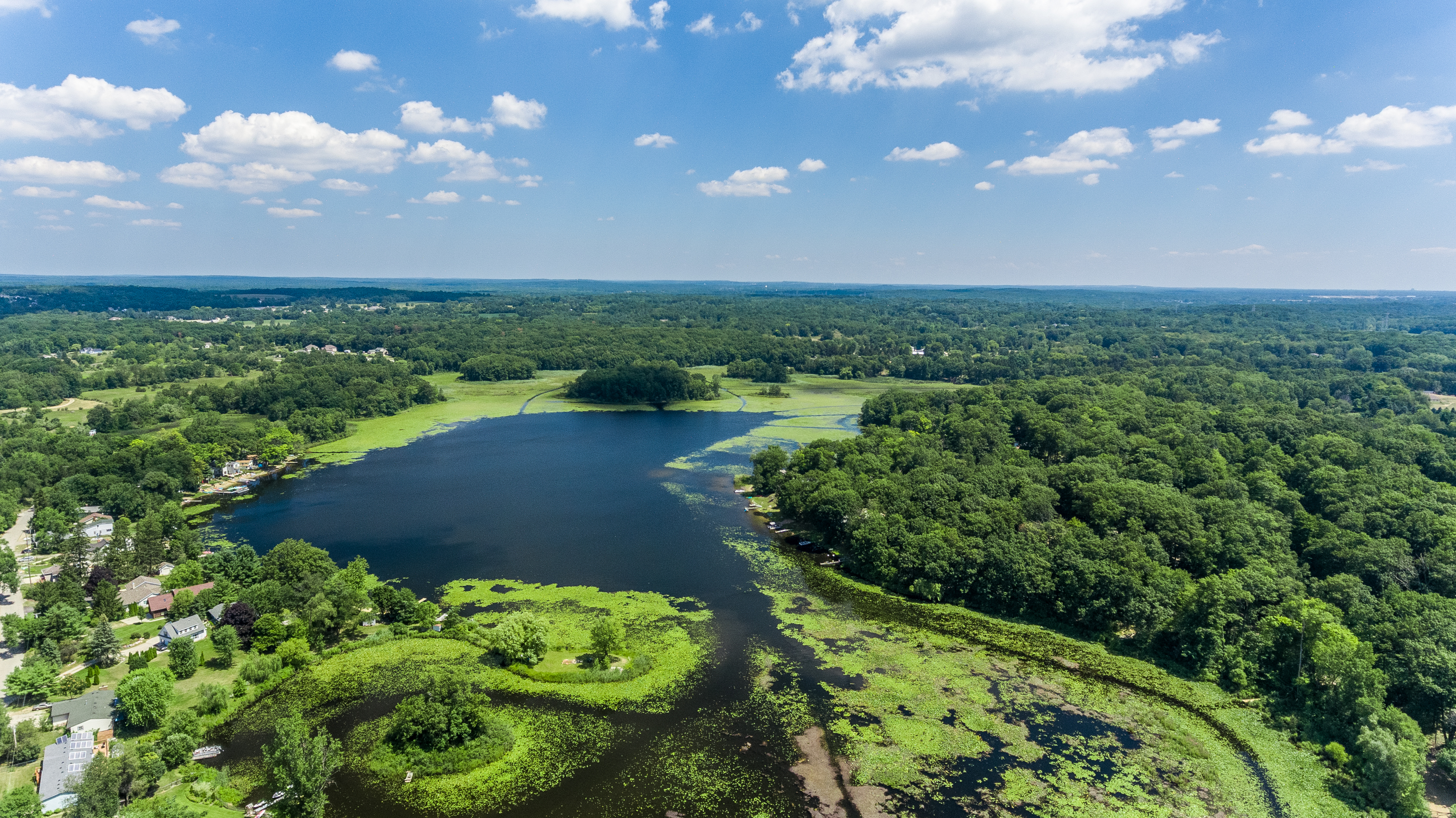 Aerial view of Grass Lake White Lake MI