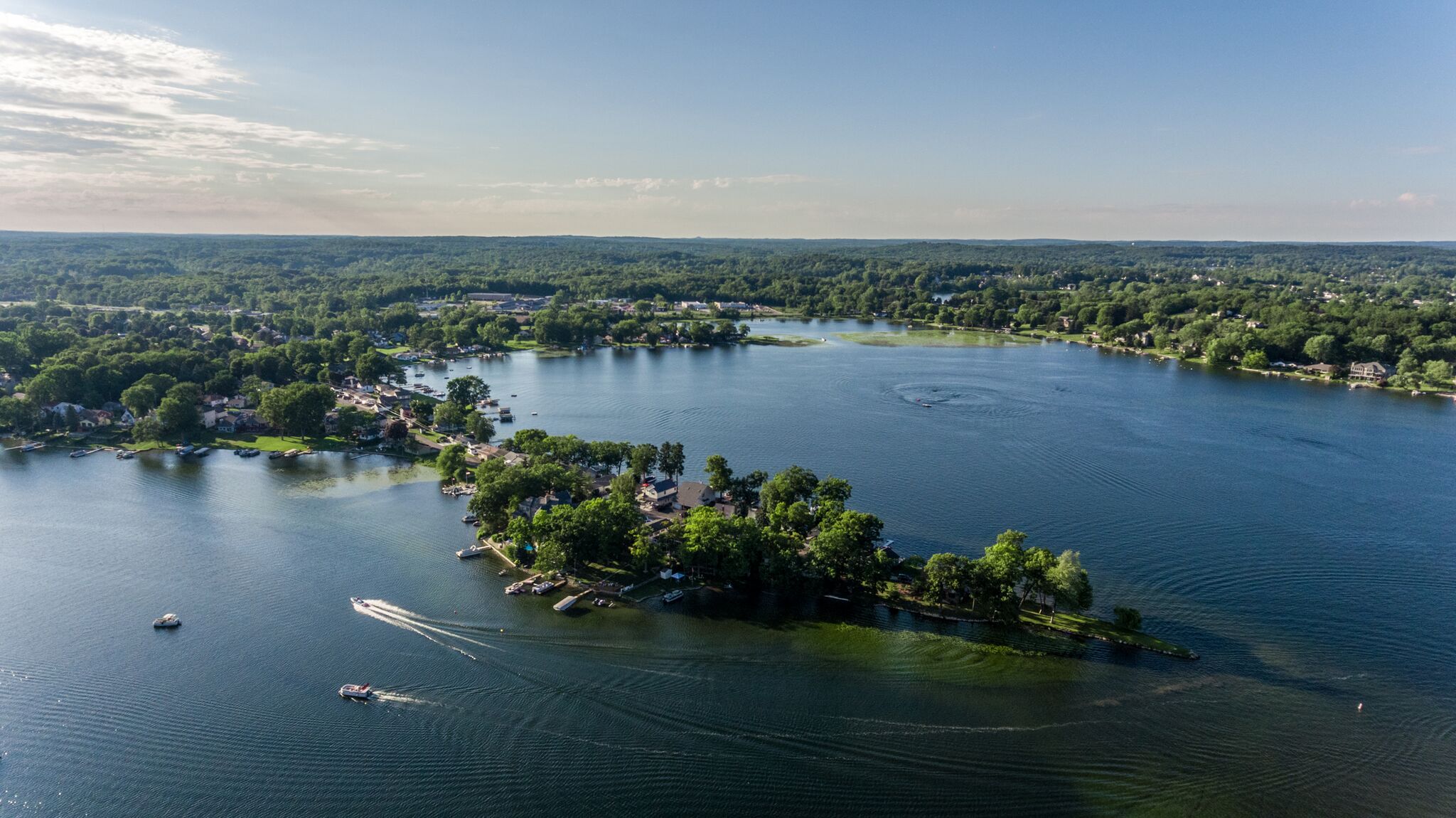 Aerial view of Oxbow Lake White Lake MI