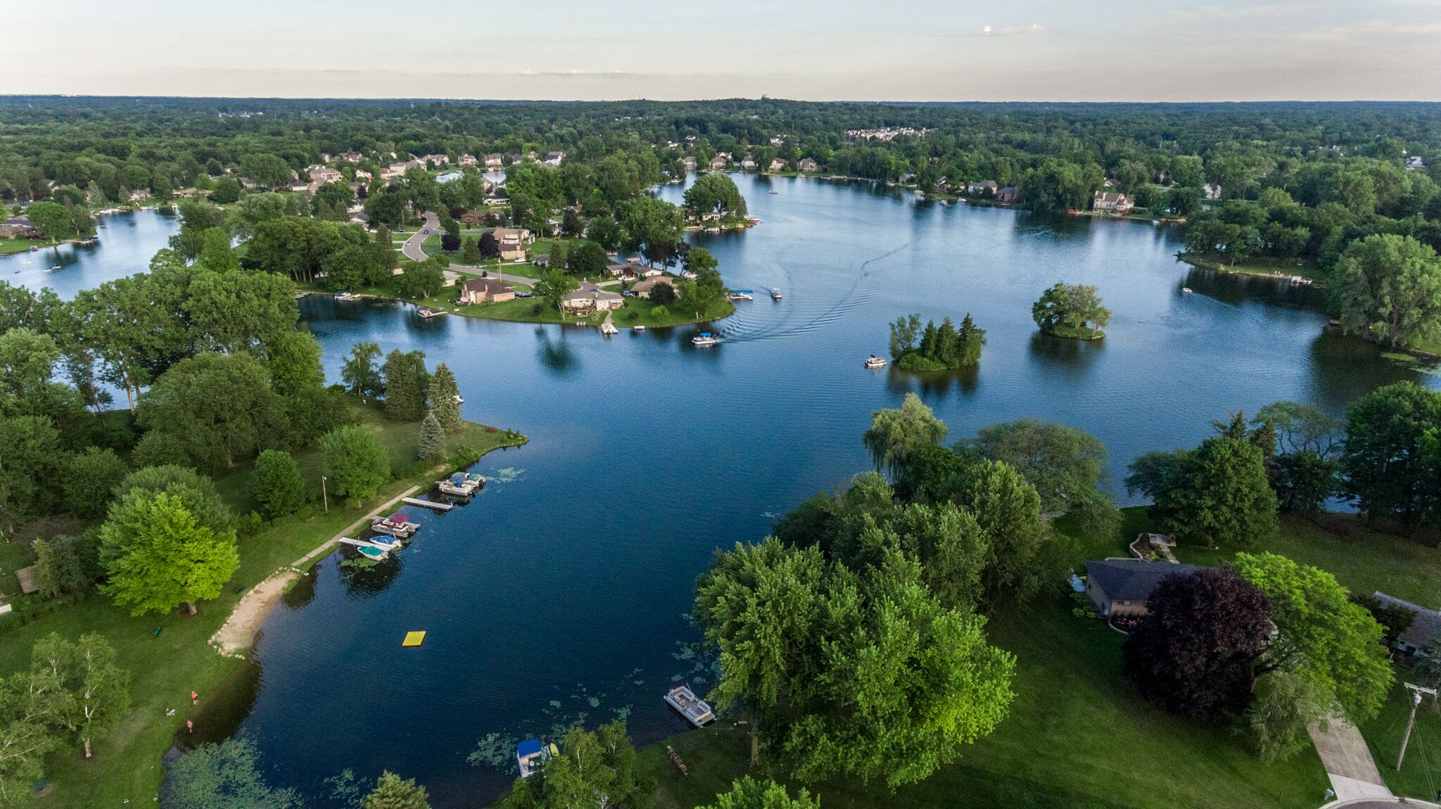 Aerial view of Tull Lake in White Lake MI