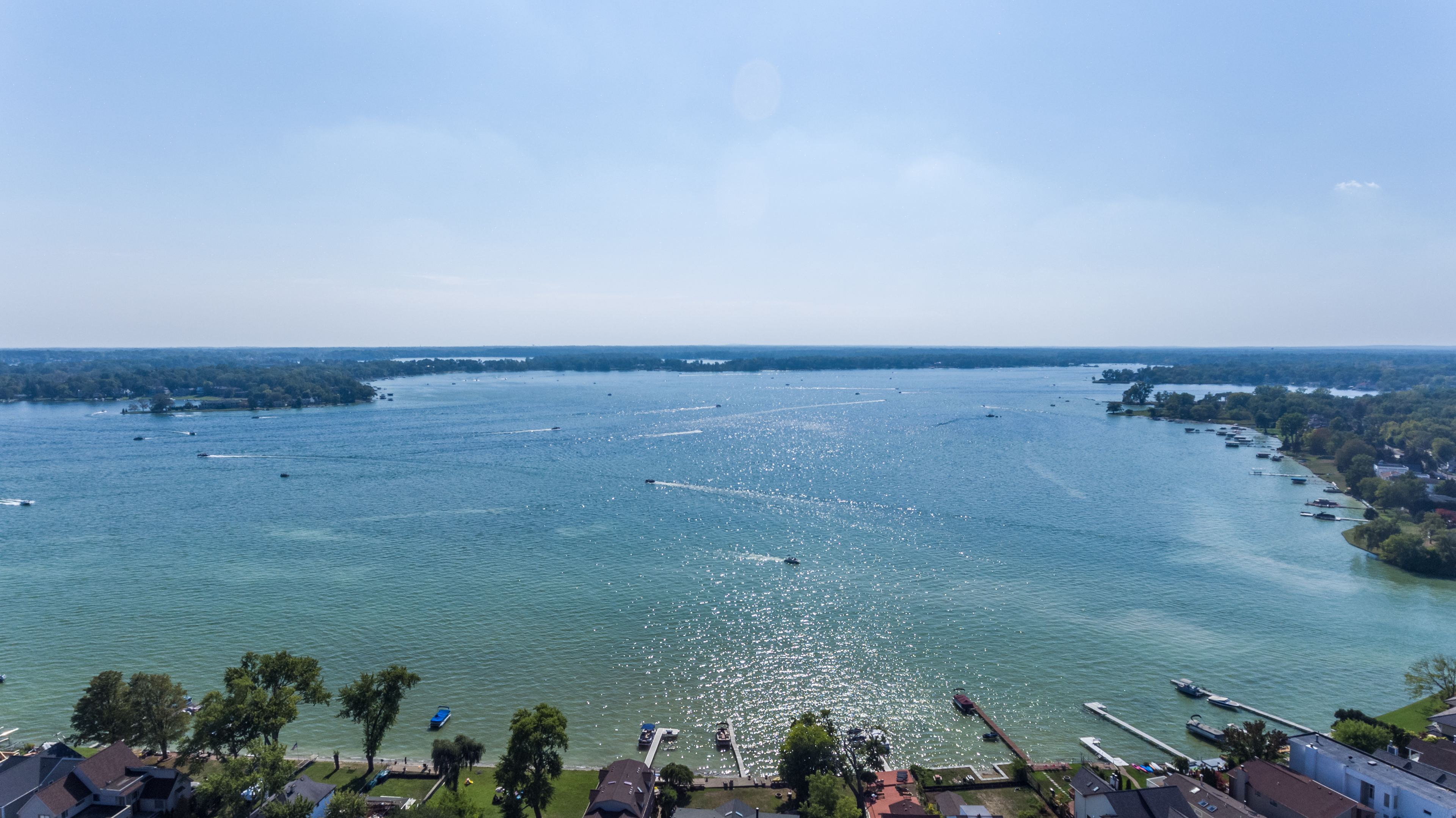 Aerial View of Cass Lake in West Bloomfield MI